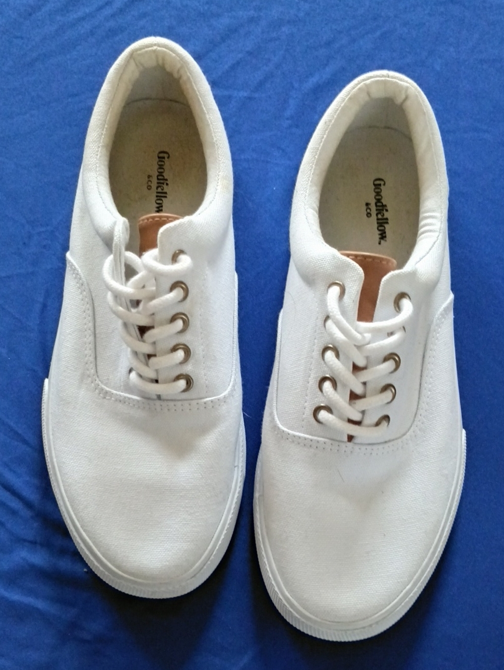 Goodfellow & Co White Canvas Low-Top Sneakers with Tan Accent